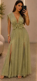 Vestido Largo con Flores 3D