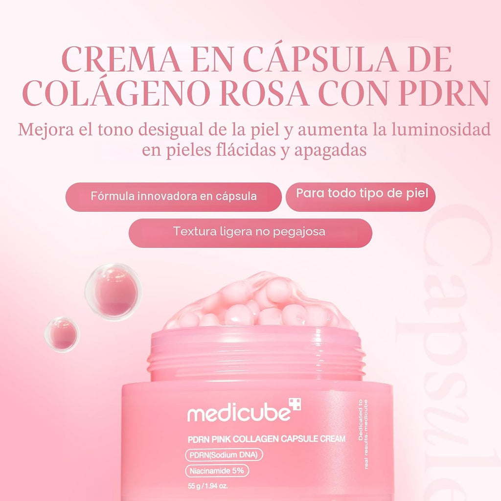 Crema de Cápsulas de Colágeno Rosa y PDRN