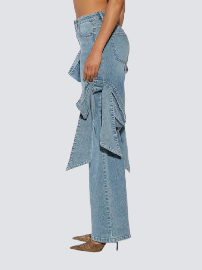 Jean Denim Oversize con Lazos