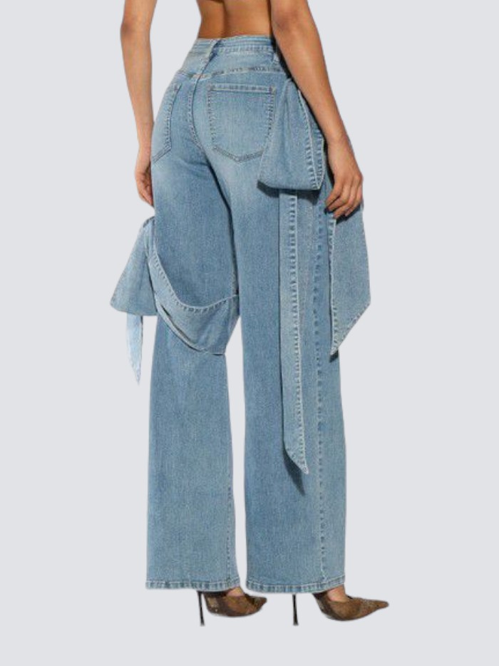 Jean Denim Oversize con Lazos