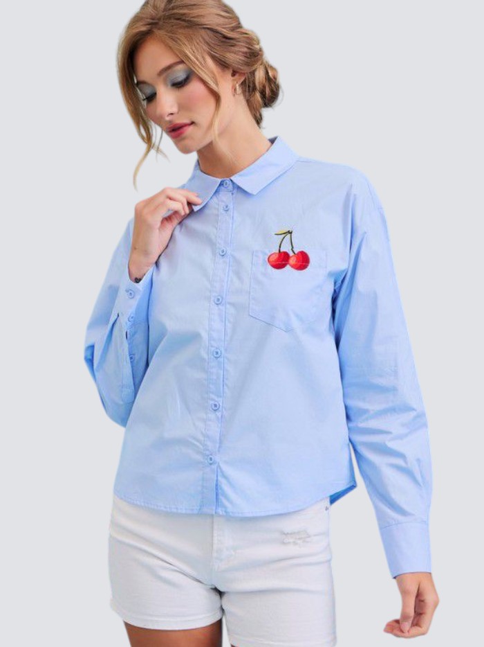 Camisa Blue Cherry Delight